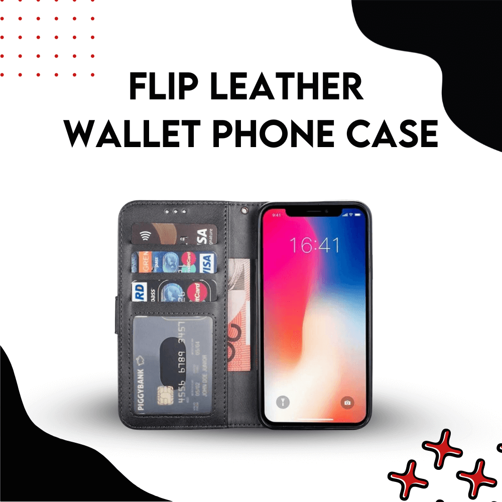 Flip Leather Wallet Phone Case - Opened